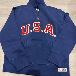 Polo Ralph Lauren Navy Zip-Up Sweater with USA Design